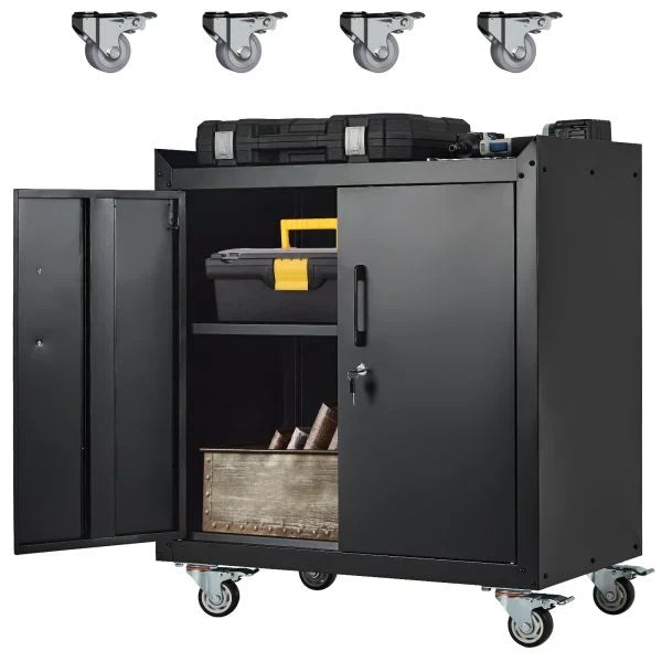 Garage Storage Cabinet with Wheels, 2 Door Tool Cabinet with Adjustable Shelves, Metal Lockable Tool Cabinet, Rolling Tool Chest for Home, 34 H x 30.3 L x 18 W, Assembly Required X3