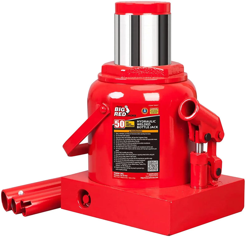 BIG RED 50 Ton Low Profile Hydraulic Bottle Jack – Welded Construction for Automotive & Heavy Lifting Y7