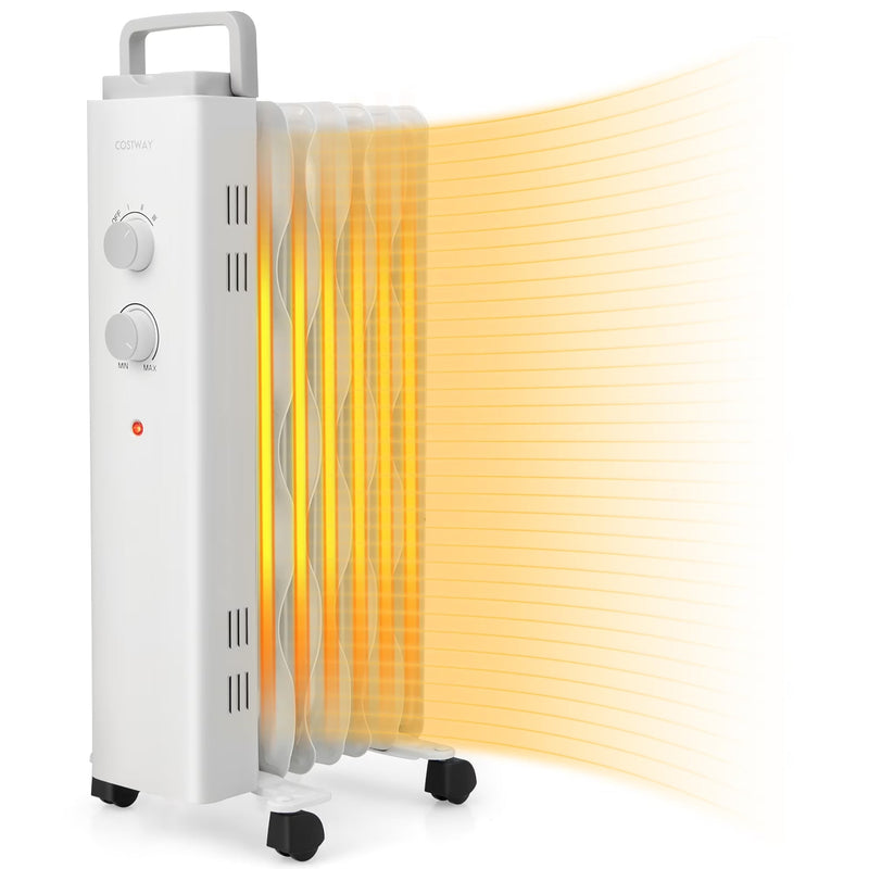 Costway 1500W Oil Filled Space Heater Electric Oil Radiant Heater w/ Safety Protection P6
