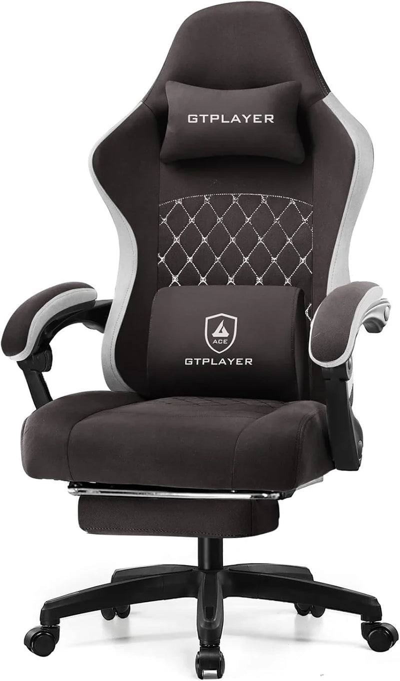 Gaming Chair, Computer Office Chair with Pocket Spring Cushion, Linkage Armrests and Footrest, High Back Ergonomic Computer Chair with Lumbar Support Task Chair with Footrest S2