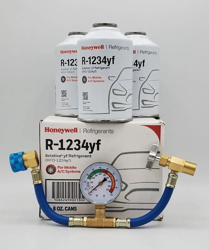 Refrigerant (3 Freon Cans) & HD Brass Can Tap with Gauge-Honey Well G2