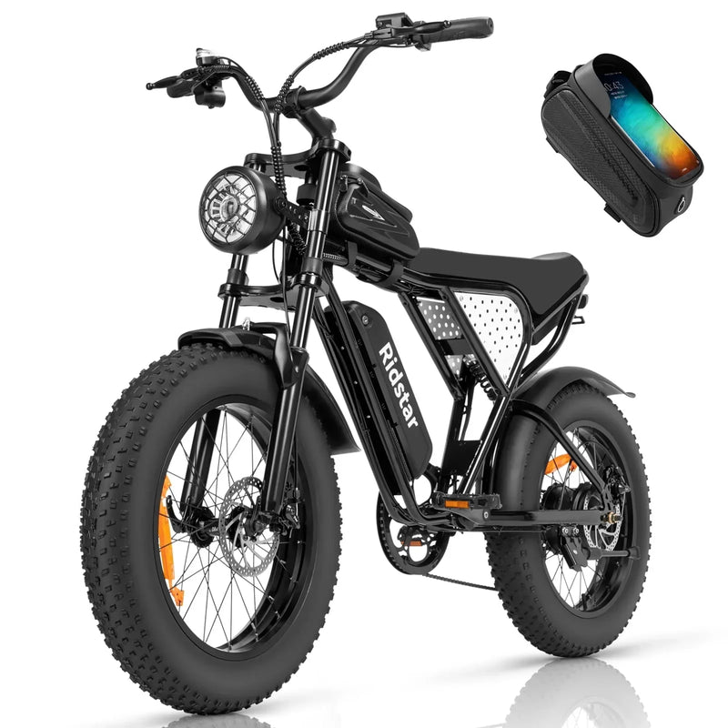 Electric Bike for Adults Ridstar, 1200W 30mph Moutain Bike,48V 15.6AH Battery E-Bike,20" Fat Tire Electric Motorcycle,Electric Bicycle 7 Speed Full Suspension H6