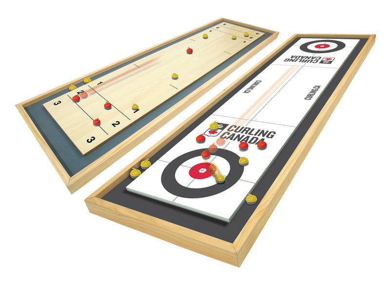 Canada Curling Game, Deluxe Wood 2-in-1 Double Sided Giant Table Top Game Set, 47-in, Ages 6+ I8