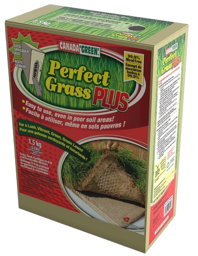Canada Green Perfect Grass Plus 3-0-3 Grass Seed, Fertilizer & Vermiculite Mixture, 1.5kg G3
