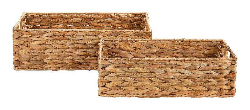 Canvas Ari Rectangle Woven Water Hyacinth Storage Basket, 2-pc O8