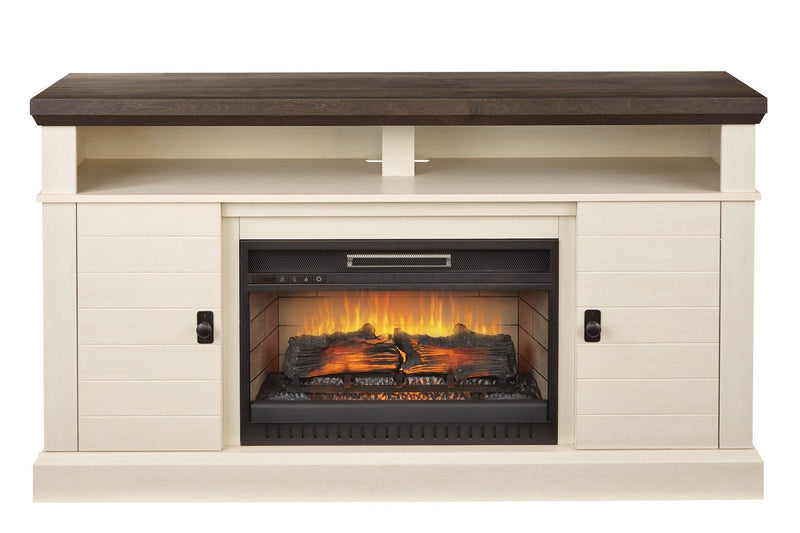 CANVAS Ashcroft Media Console Electric Fireplace TV Stand, 60-in, 1400W, Includes Remote Control, White D1