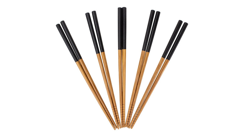 CANVAS Bamboo Wood Chopsticks with Black Top, Serves 5, 10-pc K2