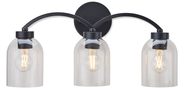 Canvas Bentbrook 3-Light Vanity with Glass Shade, Black C2