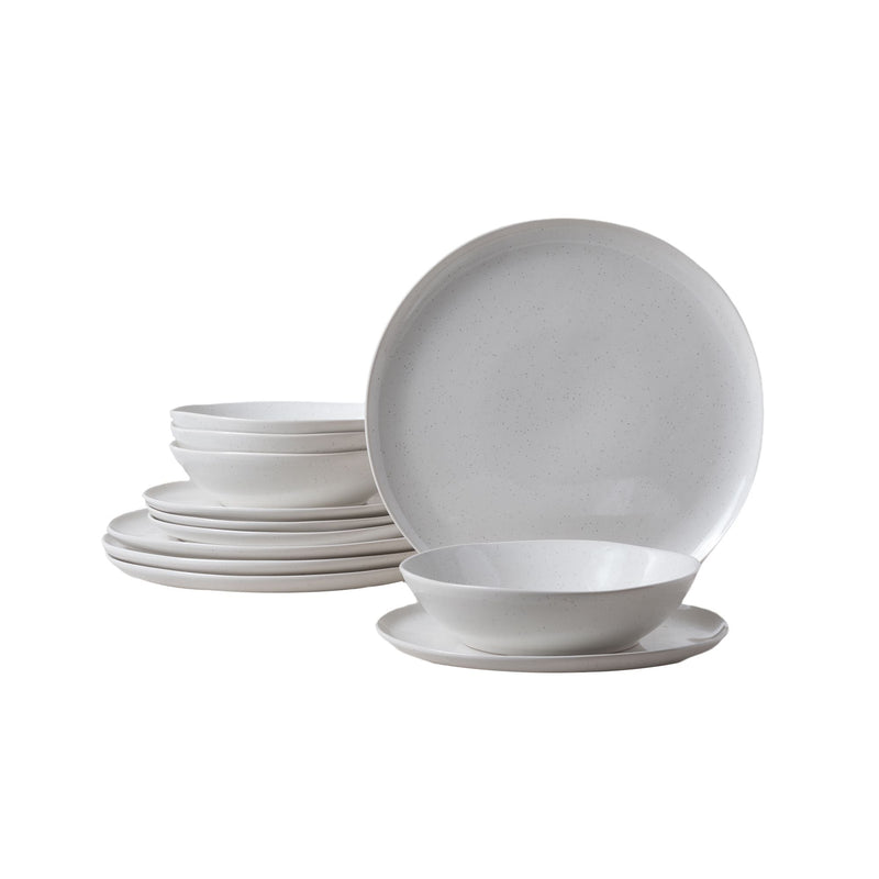 CANVAS Bettina Glossy Stoneware Dinnerware Set, Serves 4, 12-pc, White Speckle S5