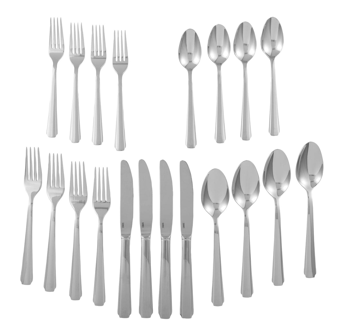 CANVAS Bevelled Octagonal Flatware Set, Serves 4, 20-pc, with Mirror Finish