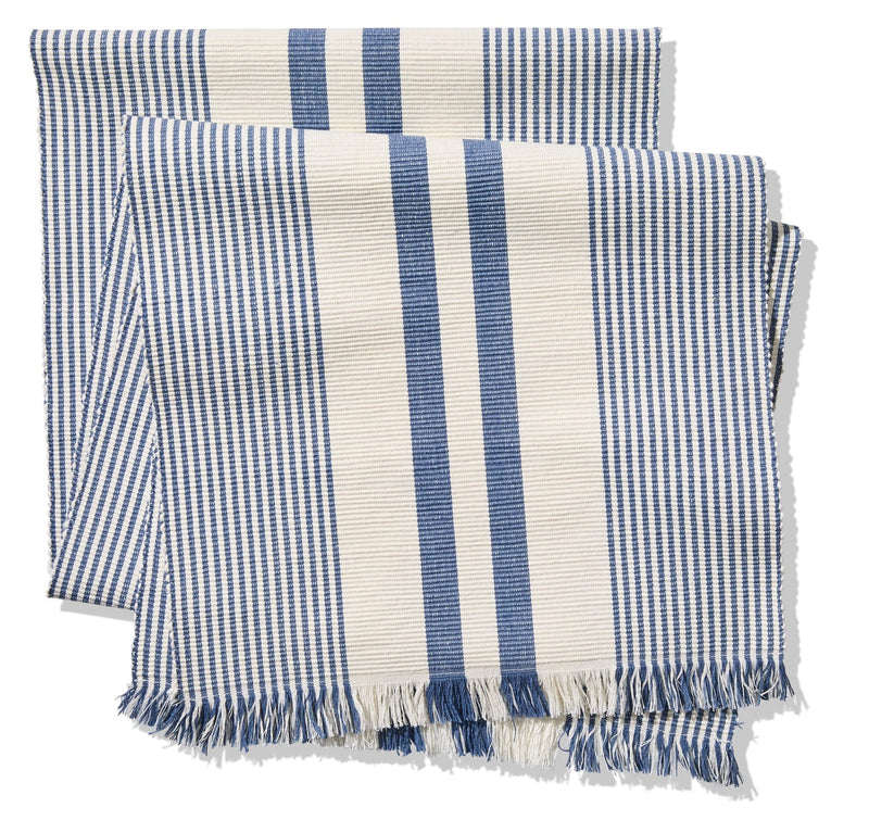 CANVAS Blue Ribbed Rectangular Cotton Table Runner, 84-in x 15-in Y8