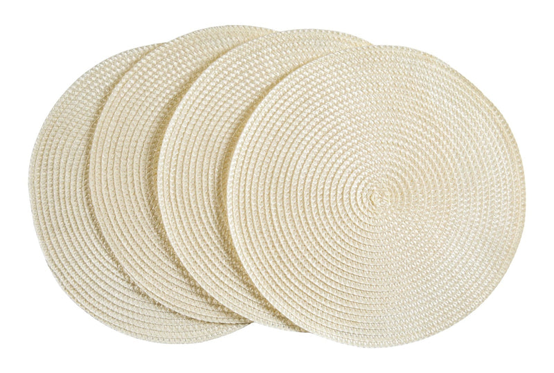 CANVAS Braided Round Placemats, Cream, 4-pk V4