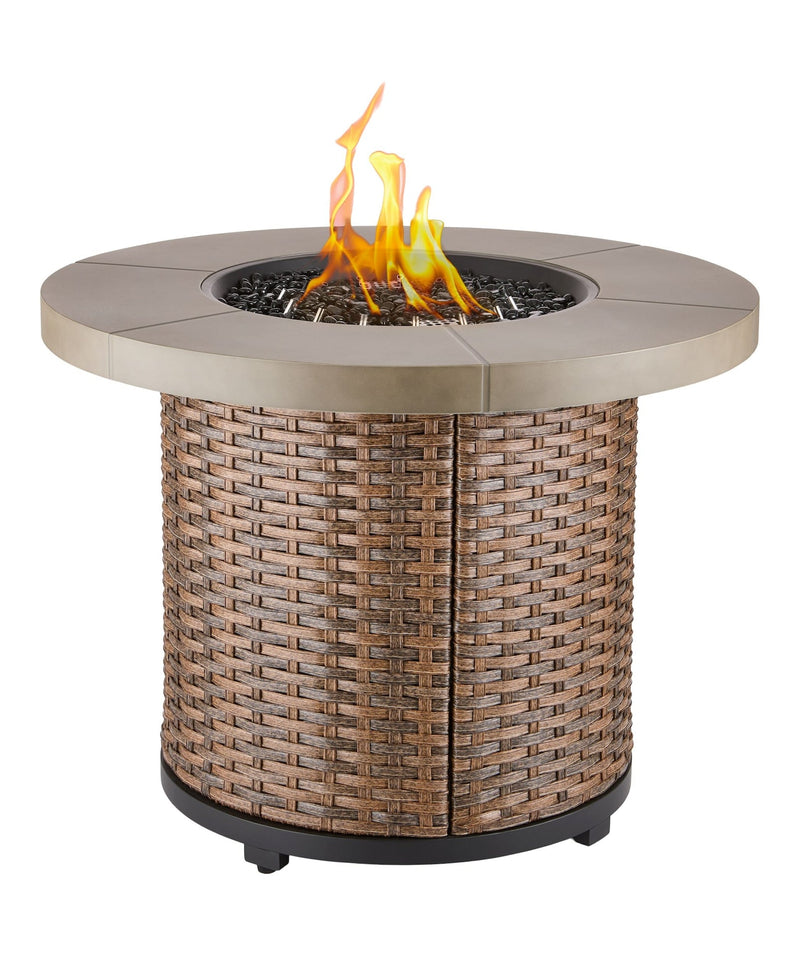 CANVAS Bryce Stainless Steel Round Outdoor Gas Fire Table, 50,000 BTUs, 32-in K4