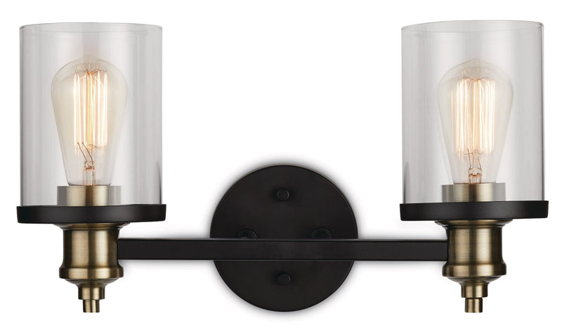 CANVAS Calliet 2-Light Vanity Light, Matte Black/Brass T9