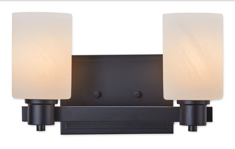 Canvas Cambray 2-Light Alabaster Shade Vanity Light, Black I8