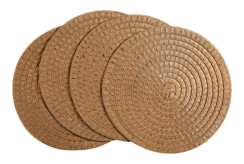 CANVAS Crochet Natural Placemats, Round, Hand-woven, 4-pk B1