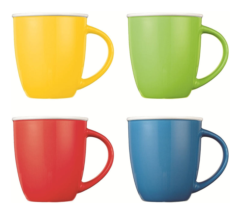 CANVAS Easton Ceramic Mug Set, 13.5-oz, Assorted Colours, 4-pc, Dishwasher and Microwave Safe P0