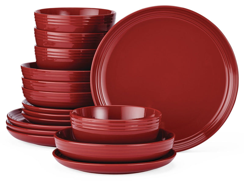CANVAS Edenhill Farmhouse Bistro Stoneware Dinnerware Set, Serves 4, 16-pc, Red Y4