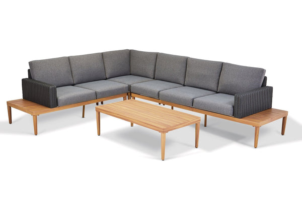 CANVAS Edenvale Aluminum Frame & Wicker Faux Wood Finish Outdoor/Patio Sectional Set, 4-pc Y0