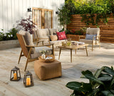 CANVAS Elmvale Outdoor Patio Conversation Set with Rattan Back and Tufted Cushions, Tan, 4-pc