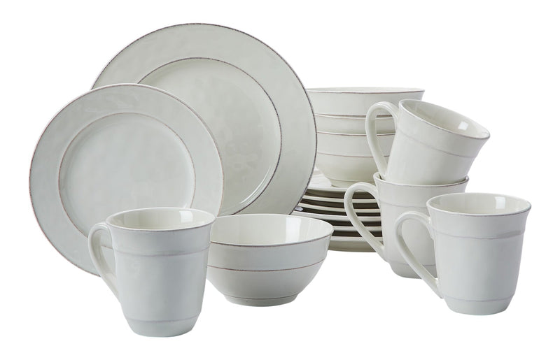 CANVAS Gablehurst Stoneware Dinnerware Set with Mugs, Serves 4, 16-pc, Cream Reactive Glaze Y8
