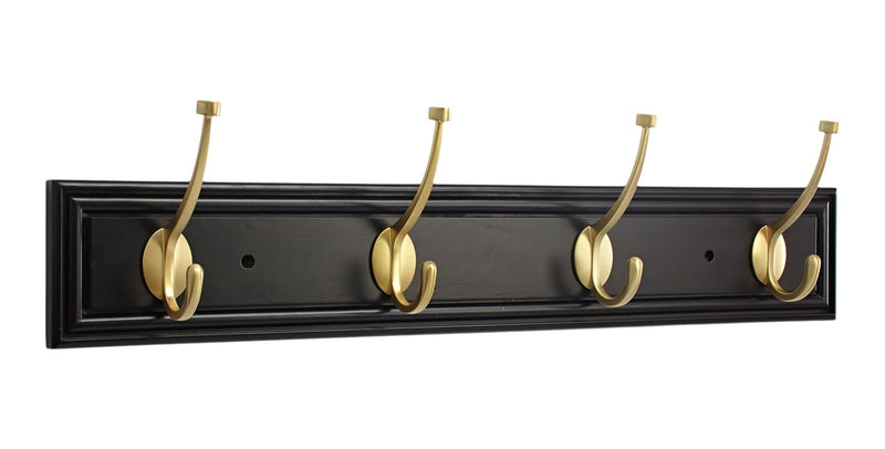 CANVAS Galena Stainless Steel 4-Hook Pill Top Rail, Black/Brass, 27-in S4