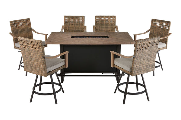CANVAS Granville Fire Outdoor Dining Set with Water/Stain/Fade-Resistant Cushions, 7-pc Q6