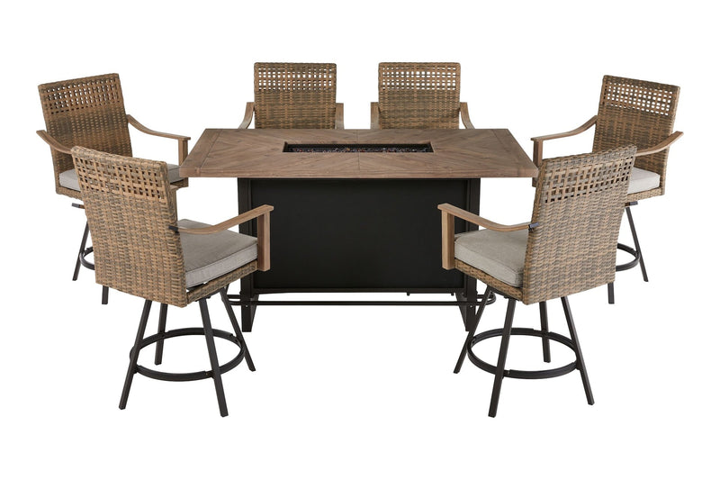 CANVAS Granville Fire Outdoor Dining Set with Water/Stain/Fade-Resistant Cushions, 7-pc K7