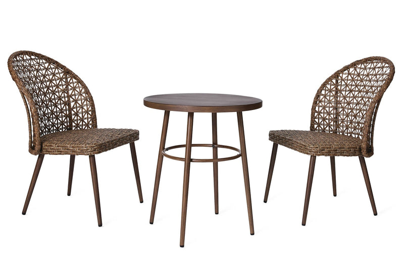 CANVAS Grayling Wicker Outdoor Patio Chat Set with Padded Cushions, Brown, 3-pc L0