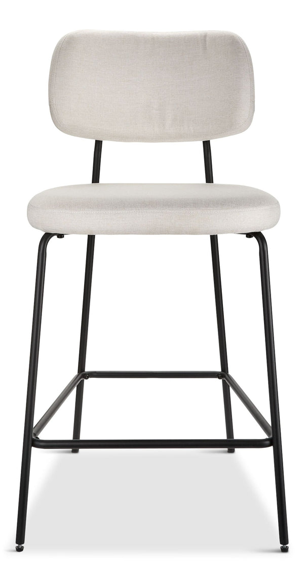Canvas Kase Upholstered Counter Stool with Back Rest, Off-white/Light Grey R9