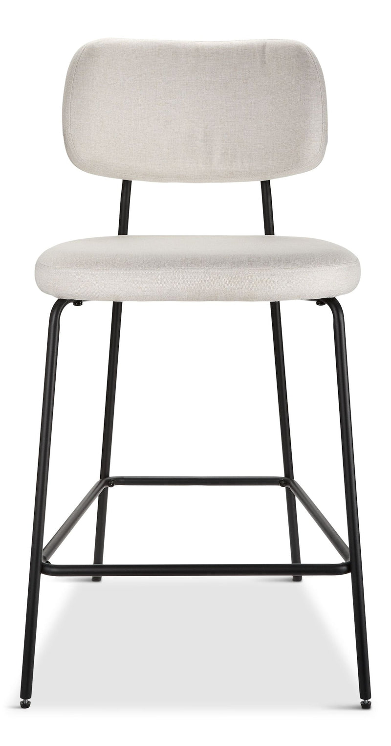 Canvas Kase Upholstered Counter Stool with Back Rest, Off-white/Light Grey R9