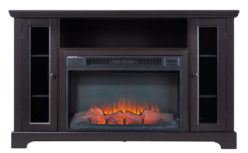 CANVAS Kingwood Media Electric Fireplace TV Stand, 57-in, 1500W, Includes Remote Control, Brown K7