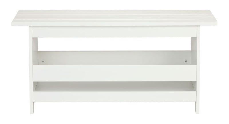 Canvas Kya Wooden Entryway Bench with Storage Rack, White D5