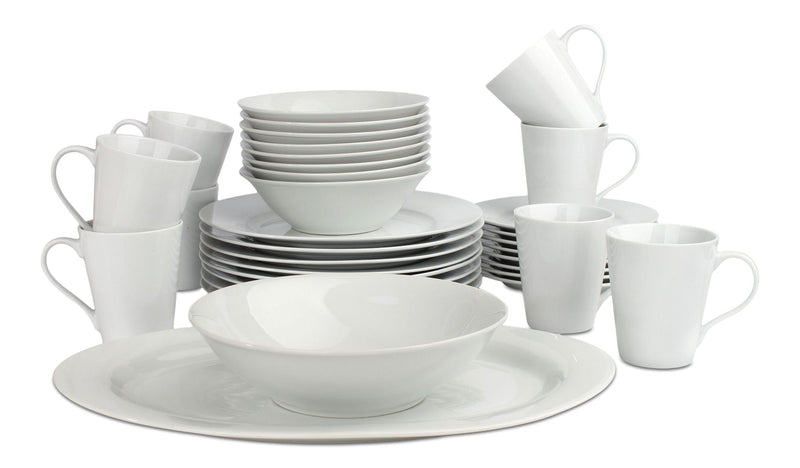 CANVAS Lauren 34pc Porcelain Dinnerware Set, Serves 8, White R6