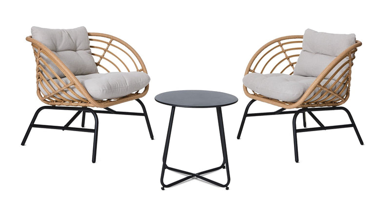 CANVAS Leslieville Outdoor Patio Chat Set with Tufted Cushions, Brown, 3-pc V2