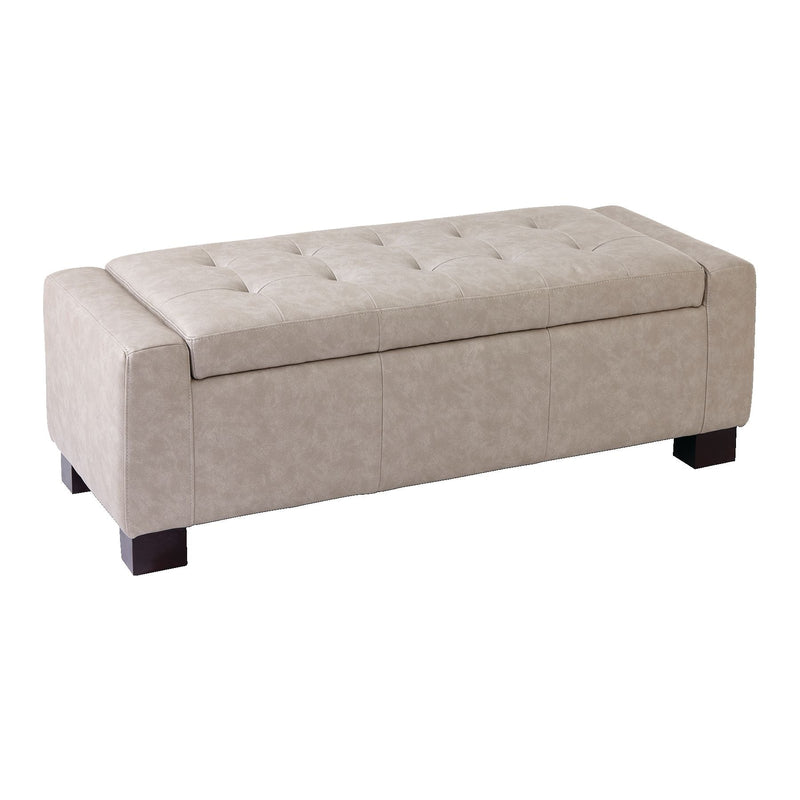 CANVAS Louisa Upholstered Hinge-Top Storage Ottoman/Bench With Padded Seat, Light Grey U2