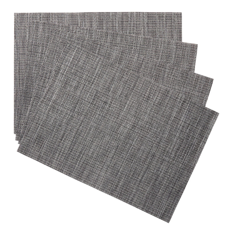 CANVAS Lurex Rectangle Textilene Woven Placemat, Gunmetal, 13-in x 18-in, 4-pk Z0