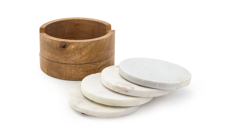 CANVAS Marble Drink Coasters, Round, Crystal, 4-pk C2