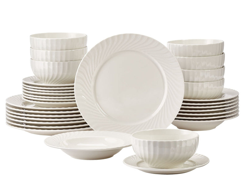 CANVAS Milliken Embossed Stoneware Dinnerware Set, Serves 8, 32-pc, White D4