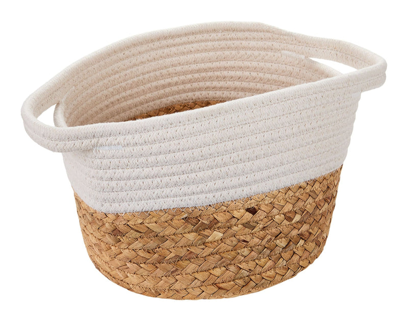 Canvas Molly Woven Cotton Rope Two-Toned Storage Basket P9
