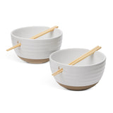 CANVAS Noodle Bowl with Chopsticks Set, Serves 2, 4-pc, White
