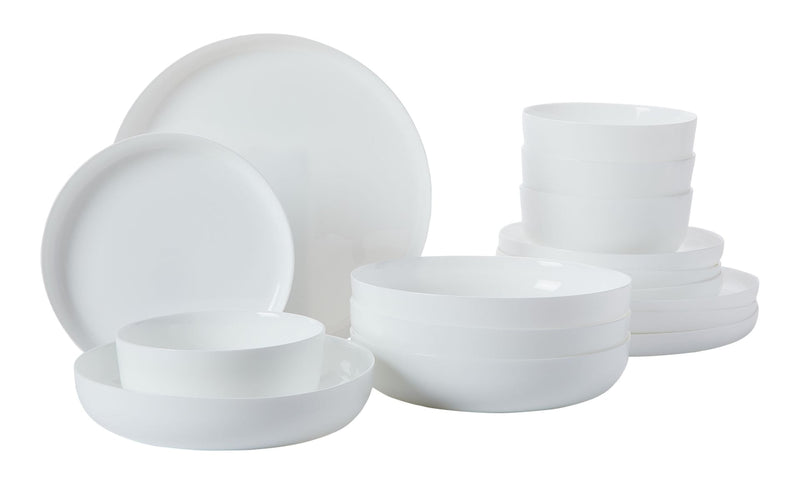 CANVAS Opal Tempered Glass Modern Coupe Dinnerware Set, Serves 4, 16-pc O1