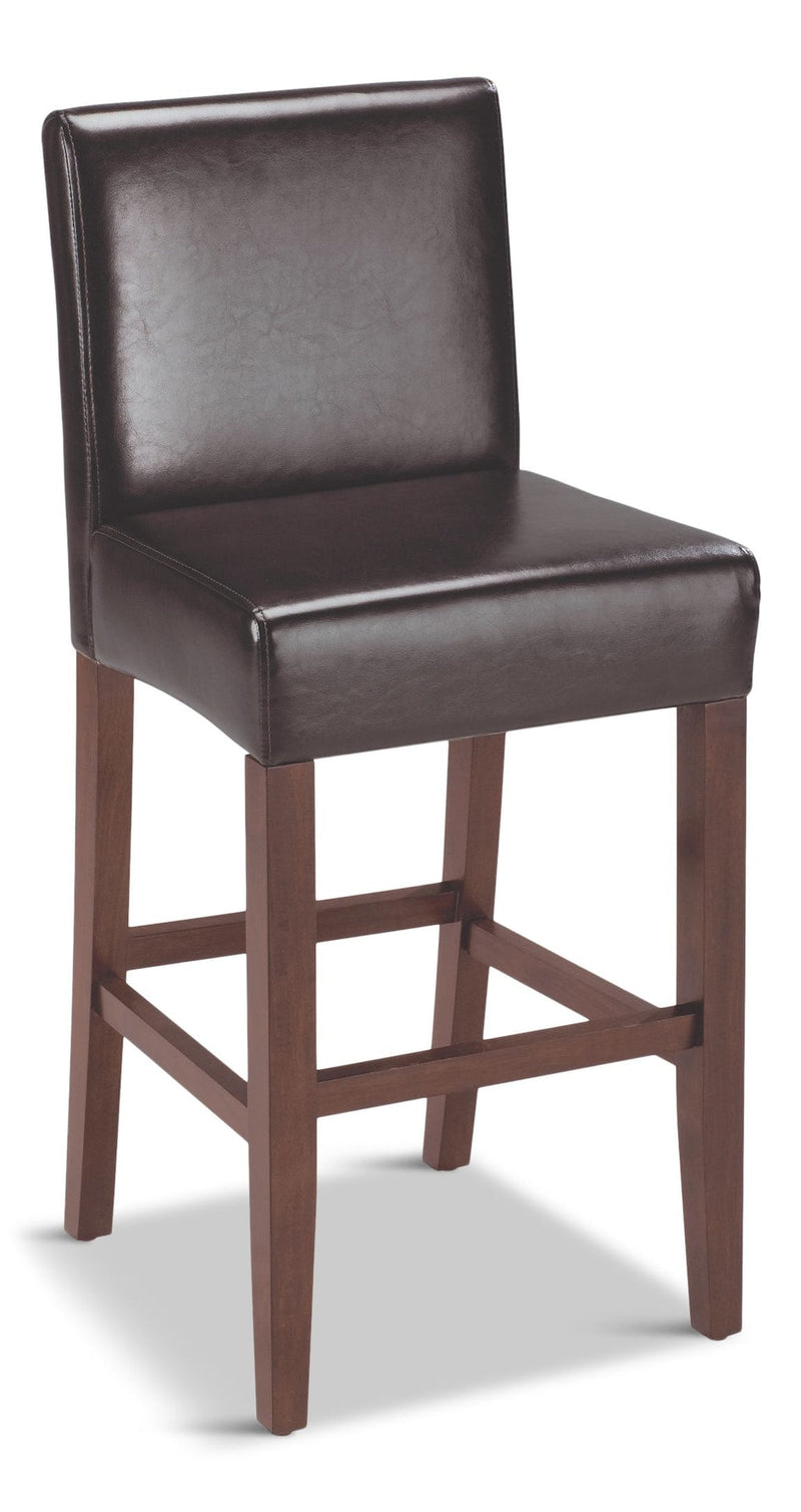 CANVAS Parsons Wood & PU Leather Bar Stool With Backrest, Dark Brown P4