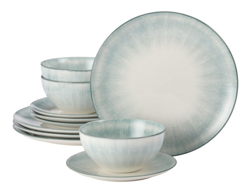 CANVAS Porcelain Dinnerware Set, Serves 4, 12-pc, Sage Green Pad Print E3
