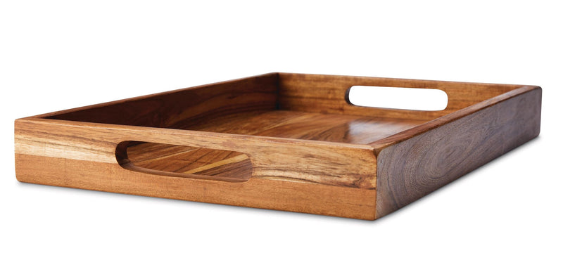 CANVAS Rectangular Wood Serving Tray with Round Handles, 18-in T7