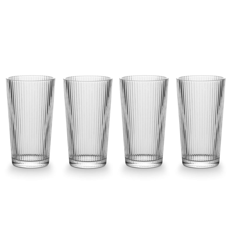 CANVAS Ribbed High Ball Glass Set, Lead-free, 4-pc Y3