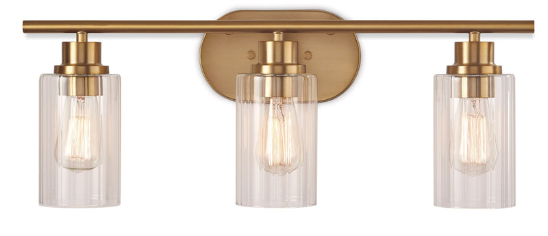 CANVAS Rosstown 3-Light Vanity Light Fixture with Glass Shades, Brushed Gold V5