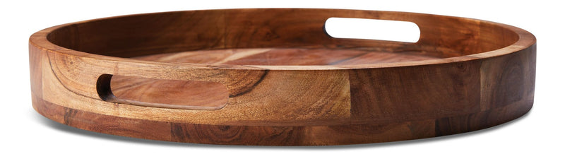 CANVAS Round Wood Serving Tray with Cut-Out Handles, 16-in D1