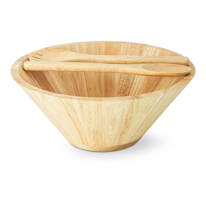 CANVAS Rubberwood Tapered Salad Bowl & Servers, Tan X7