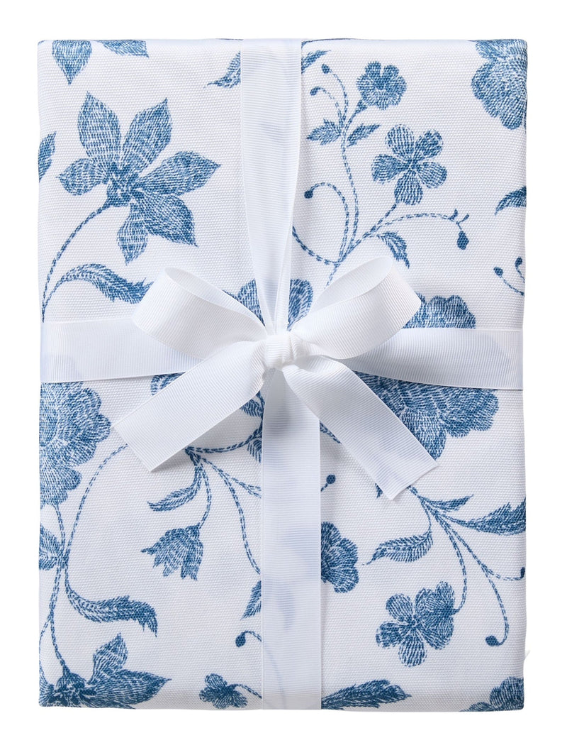 CANVAS Spill Resistant Floral Print Table Cloth, Blue/White, 60-in x 104-in D5